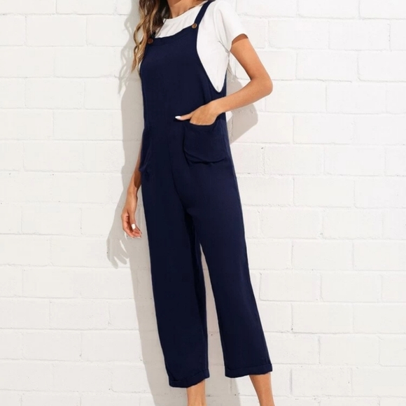 Shein navy front pockets overhall jumpsuit